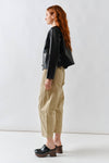 Faux Leather Jacket with Whipstitch Edge in Black