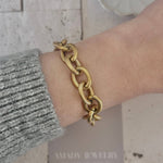 18K Gold Plated Over Stainless Steel Cable Link Bracelet in Vintage Gold