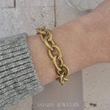 18K Gold Plated Over Stainless Steel Cable Link Bracelet in Vintage Gold