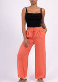100% Linen Wide Leg Palazzo Pants in Beige