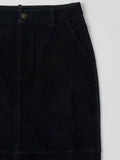 Faux Suede Midi Skirt in Black