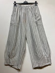 100% Linen Striped Trousers in Pink