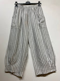 100% Linen Striped Trousers in Pink