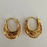 18K Gold Plated Brass Basket Hoop Earrings