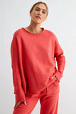 100% Cotton Loose-Fit Long Sleeve Dolman Top in Brushed Brick