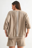 Cotton Blend 3/4 Sleeve Lounge Top in Silken Taupe
