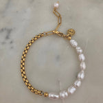 18K Gold Plated Stainless Steel Pearl Bracelet