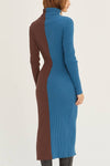 Split Tone Mock Neck Dress
