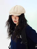 100% Cotton Newsboy Cap in Beige