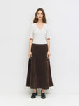 Suede Midi Skirt in Brown