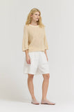 100% Cotton Textured Knit Tee in Cream
