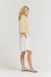 100% Cotton Textured Knit Tee in Cream