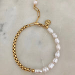 18K Gold Plated Stainless Steel Pearl Bracelet