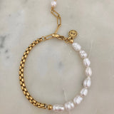 18K Gold Plated Stainless Steel Pearl Bracelet