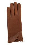 Texting Faux Suede Gloves with Embossed Accent Trim in Burgundy