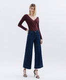 High Rise Dark Wash Ankle Wide Leg Jeans