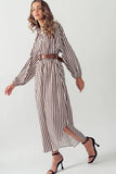 Striped & Belted Maxi Dress