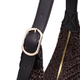 Crescent Hobo Bag with Woven Texture in Chocolate