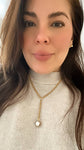 18K Gold Plated Over Stainless Steel Pearl Lariat Necklace