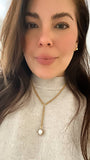 18K Gold Plated Over Stainless Steel Pearl Lariat Necklace