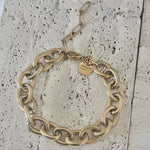 18K Gold Plated Over Stainless Steel Cable Link Bracelet in Vintage Gold