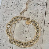 18K Gold Plated Over Stainless Steel Cable Link Bracelet in Vintage Gold
