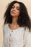 100% Linen 3/4 Sleeve Shirt in Black