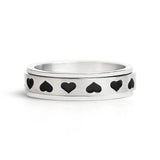 Spinner Ring with Black Hearts