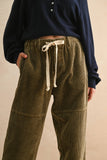 100% Cotton Washed Effect Corduroy Pants in Brown