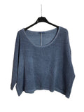 Linen Cotton Blend Top in Jean Blue