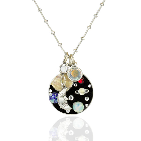 Solar System Crystal Jumble Charm Necklace