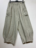 100% Linen Striped Trousers in Pink