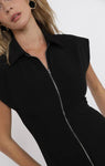 Zip Front Dress in Black