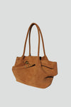 Faux Suede Shoulder Bag in Brown