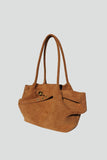 Faux Suede Shoulder Bag in Brown