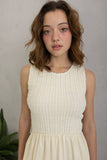Sleeveless Smocked Midi Dress in Cream