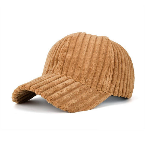 Striped Corduroy Baseball Cap in Ginger