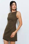 Boatneck Mini Dress in Brown Multicolor