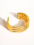 18K Gold Plated Non-Tarnish Wavy Bold Bangle