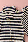 Striped Long Sleeve Turtleneck Top in Ivory & Rust
