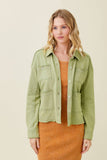 Washed French Terry Jacket in Green Tea