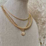 18K Gold Plated Over Stainless Steel Sunburst Sunrise Necklace