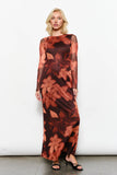 Floral Print Mesh Maxi Dress