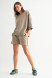 Cotton Blend 3/4 Sleeve Lounge Top in Silken Taupe