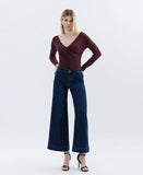 High Rise Dark Wash Ankle Wide Leg Jeans