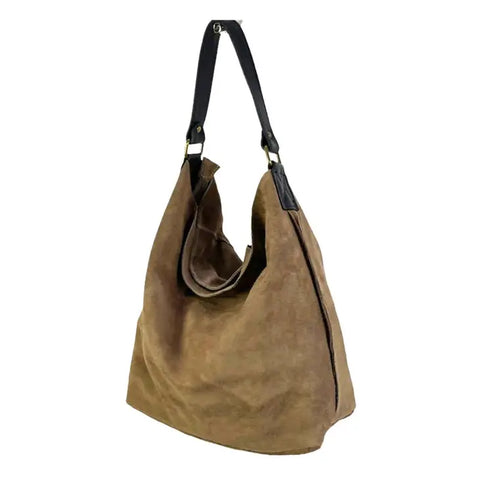 Large Suede Leather Hobo Bag
