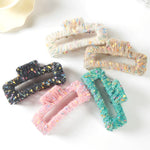 Wrapped Colorful Thread Rectangle Hair Claw Clip