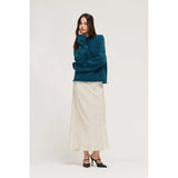 Rolled Edge Sweater in Deep Teal