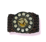 Premium Handmade Moroccan Leather Belt with Large Buckle: Dark brown
