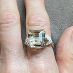 Smoky Crystal Square Silver Ring